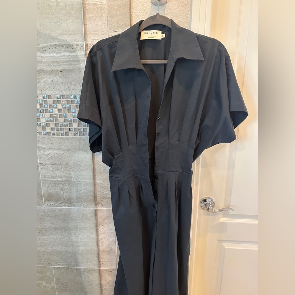 Anthropologie Black Short-Sleeve Wide-Leg Jumpsuit - Picture 2 of 3